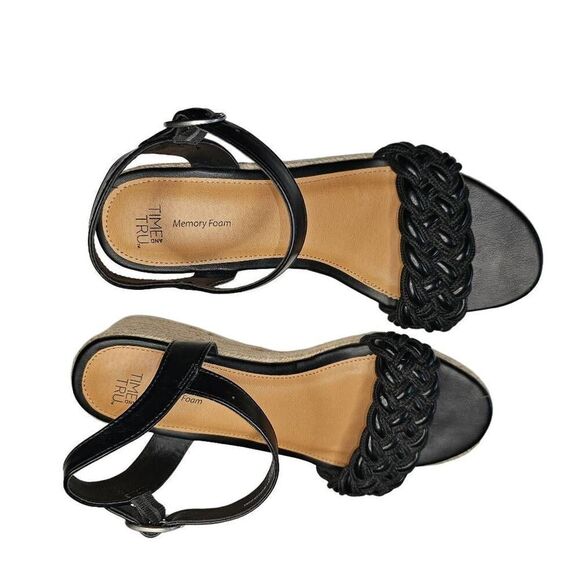 Time and Tru Women's Braided Mid-Heel Wedge Sandals Size 9.5 - Picture 8 of 12